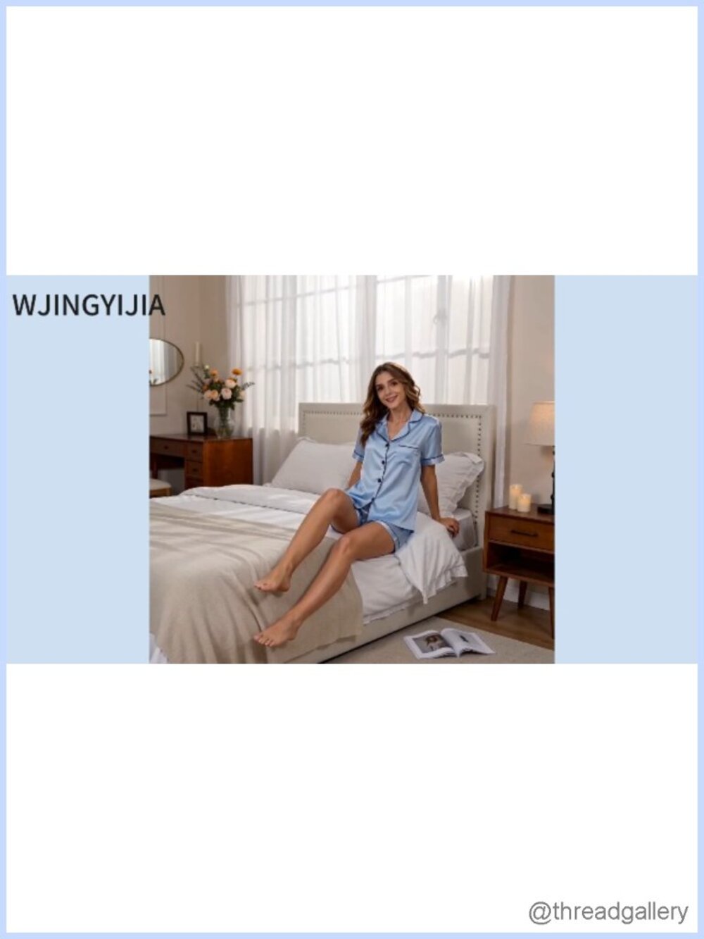 Womens Silky Satin Pajama Set Two-Piece Button-Down Sleepwear Lounge - Picture 6 of 6
